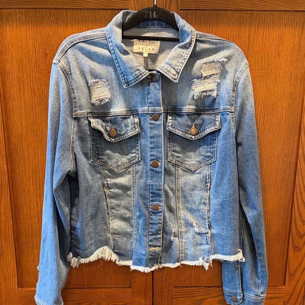Auden Women's Distressed Blue Jean Jacket